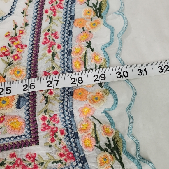 Johnny Was Tunic Top Embroidered Moji In White Boho Flowy Semi Sheer Size M - Picture 12 of 12